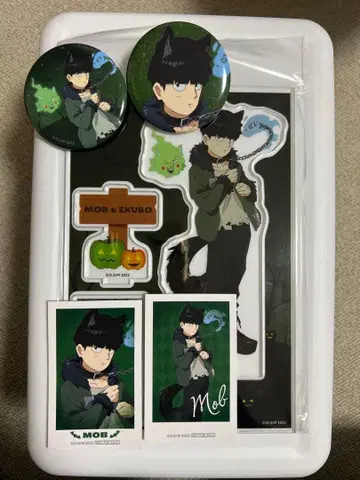 몹사이코100 할로윈 폴라로이드 아크릴 스탠드 캔뱃지 카게야마 시게오