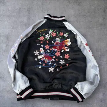 재패니즈 트래디셔널 스카잔 벚꽃눈 자수 블랙