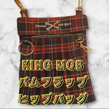 KING MOB 범프랩 힙백 빨간 체크 펑크