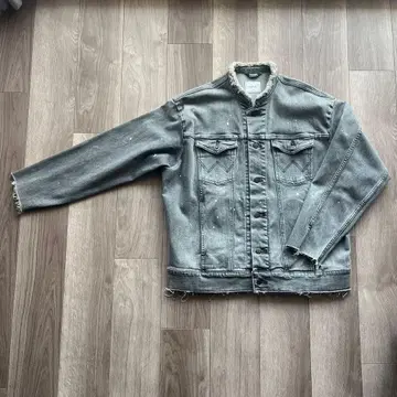Wrangler 그레이 데미지 가공 데님 자켓 남성용