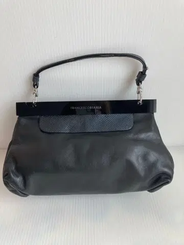 프란체스코 비아시아 블랙 가죽 핸드백