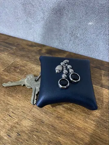 024 천연 가죽 놋쇠 스퀘어형 코인 케이스 키링 체리 HTC