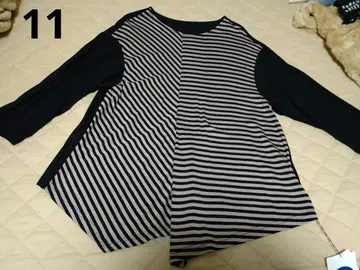 [택 포함 미사용품] HIROKO BIS 보더 무늬 7부 소매 상의 11