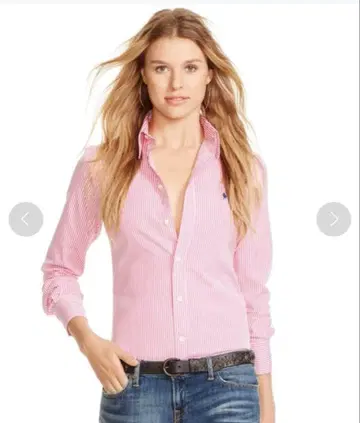 새상품급 폴로 랄프로렌 스트라이프 핑크 셔츠 170