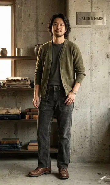 GAIJIN MADE 코듀로이 팬츠 베이커 블랙 사이즈 28 일본제