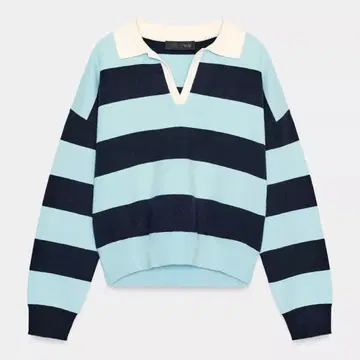 새상품급! ZARA 스트라이프 패턴 폴로 니트 스웨터 S 사이즈