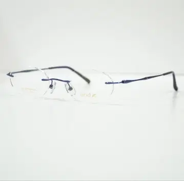 새상품 일본제 and z 무테 안경 프레임 네이비 렌즈 교환 가능