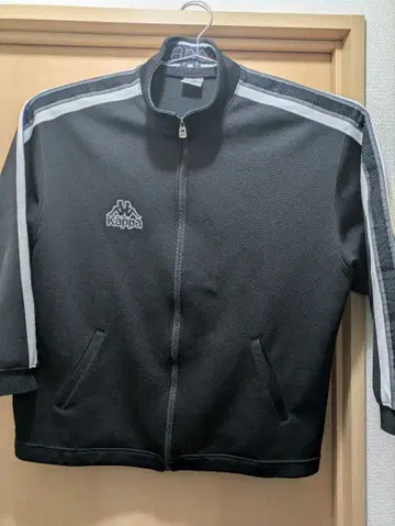 카파 트랙 자켓 블랙 L 상당 백 로고 짧은 기장 스트릿 저지