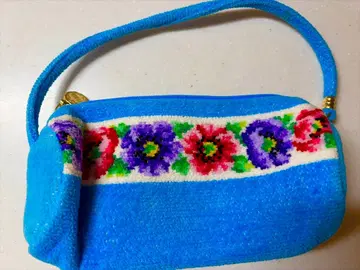 FEILER 꽃무늬 자수 파우치 파랑