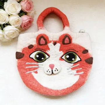 고양이 얼굴 양모 펠트 백 핸드메이드 고양이 백 성숙/러블리 한정판
