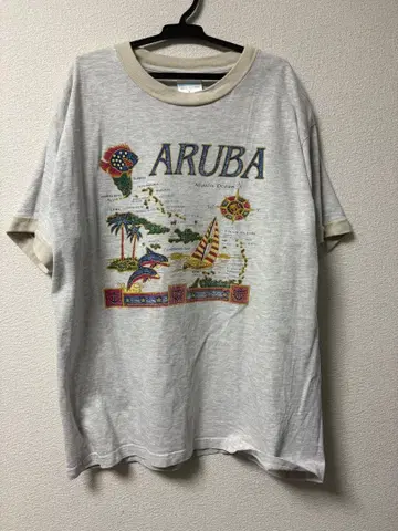 US 구제 의류 SANTO 알바 섬 프린트 T셔츠