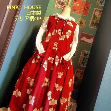 핑크하우스 테리어 패턴 원피스