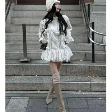 다리치 로즈 모티브 니트 튜닉