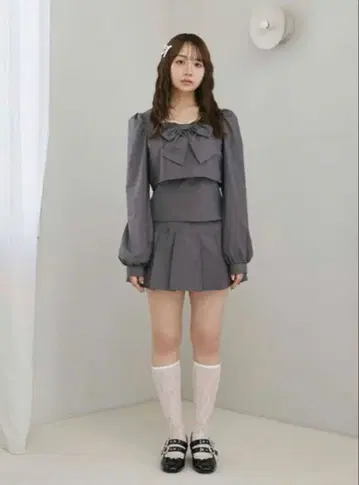 BUBBLES 리본 스퀘어 셋업 스나계 호비계 유니폼