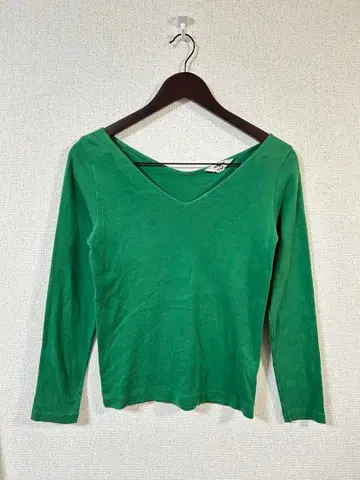 AURALEE for IENA 오라리 그린 V넥 긴팔 T셔츠