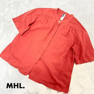 MHL. 인기 모델 코튼 린넨 개더 밴드 카라 블라우스