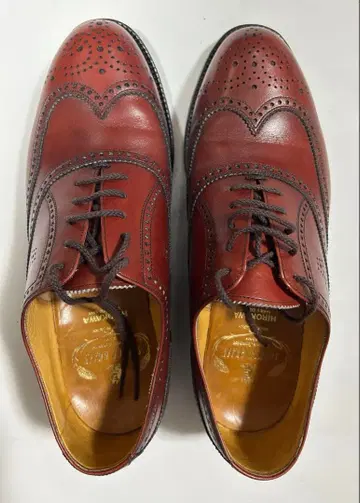 스코치 그레인, 새상품급, 버건디, 윙 칩 슈즈, 사이즈 24.5