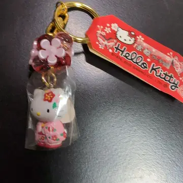교토 헬로키티 기모노 버전 꽃 화환 키링