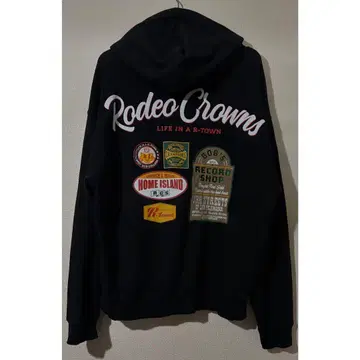로데오 크라운즈 백 프린트 후드티 블랙