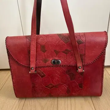 카빙 핸드백 빈티지 손 조각 천연 가죽 보르도 장미