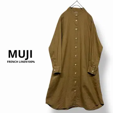 MUJI 스탠드 카라 린넨 원피스 프렌치 린넨 원피스 린넨 S