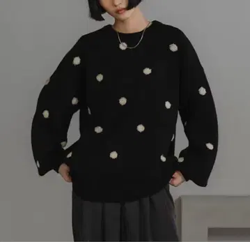 로리즈팜 도트 JQ 니트 풀오버 LS