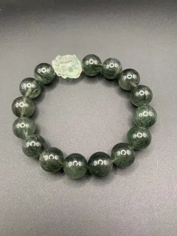 그린 액티노라이트와 롱이 팔찌 12mm 안지름 17
