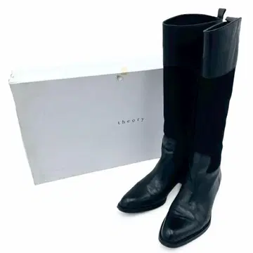 theory 띠어리 가죽 롱 부츠 벨로아 절개 블랙 37