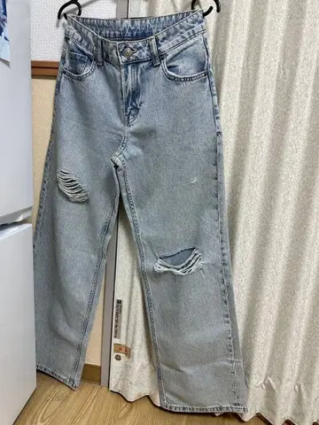 H&M DIVIDED 데미지 와이드 레그 데님