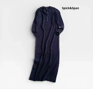 spick and span 헨리넥 리브 니트 원피스 네이비