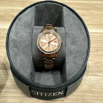 CITIZEN 에코 드라이브 여성용 손목시계 크리스탈 베젤 골드
