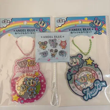 엔젤 블루 나루미야 캐릭터즈 오리지널 씰과 캔 배지 세트