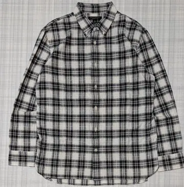 BANANA REPUBLIC 코튼 셔츠 블랙 화이트 체크 L 옴브레