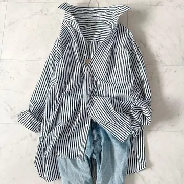 새상품급*프레임워크 코튼 레귤러 스트라이프 셔츠 오버 사이즈