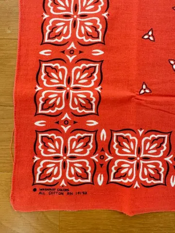 60수 워시 패스트 컬러 SRN 14193 클로버 패턴 반다나 오렌지