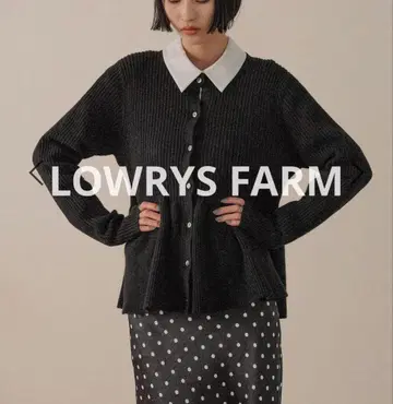 LOWRYS FARM 페플럼 니트 가디건 LS 블랙