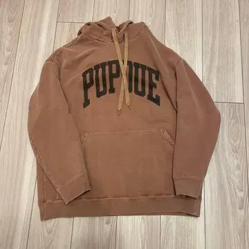 REMI RELIEF 퍼듀 로고 브라운 후드티