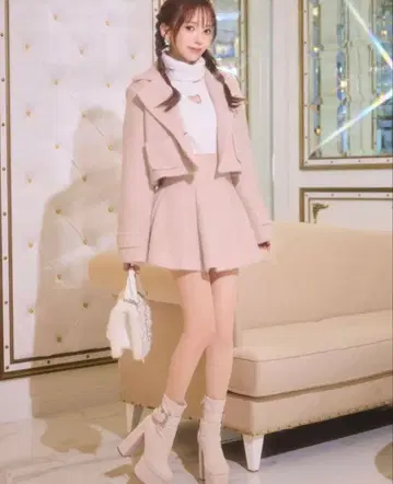 미셸 마카롱 트위드 플레어 스커트 프리 사이즈