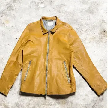 프릭스스토어 가죽 자켓 머스타드 L 더블 지퍼