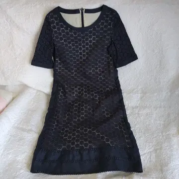 올드 잉글랜드 전체 레이스 원피스 무릎 기장 36 네이비 컬러