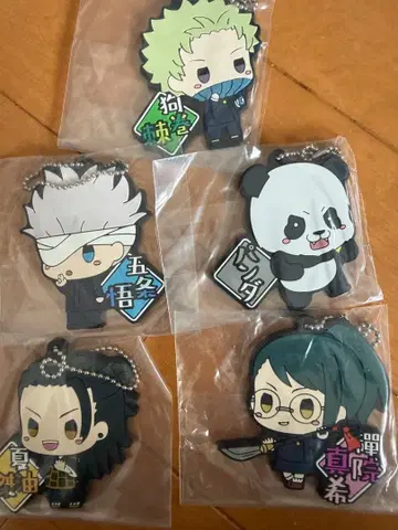 주술회전, 고죠 사토루, 게토 스구루, 팬더 등. 캐릭터 러버 5개 세트