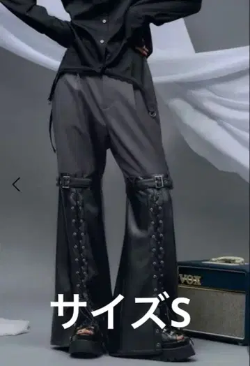 HARE NANA 콜라보 절개 레이스업 인조 가죽 팬츠