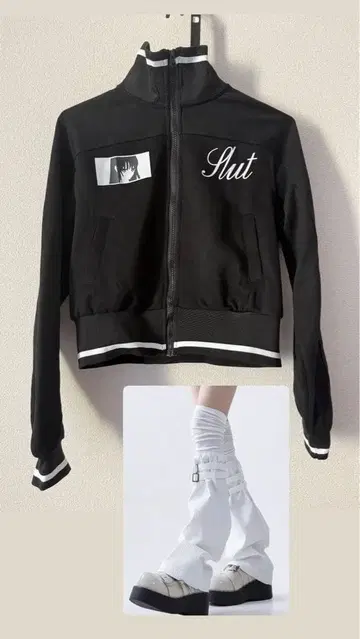 Hearts2Hearts Focus 풍 트랙 자켓 레그 워머 포함