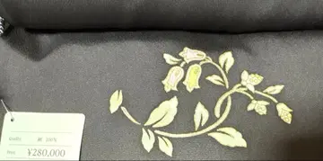 순수 실크 단고 크레이프 원단 당초 흑비색