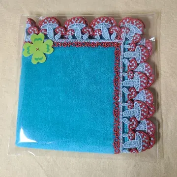 치카자와 레이스 타월 손수건 독버섯 터콰이즈 블루