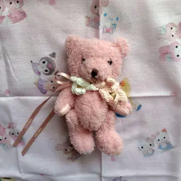 핑크하우스 벚꽃 테디 봉제 인형 코사지