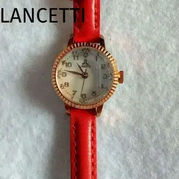 [정크] LANCETTI 빨간색 가죽 아날로그 손목시계