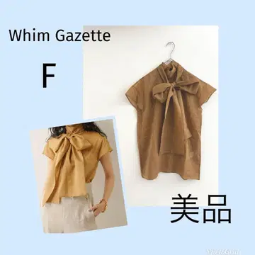 윔 가젯 리본 보타이 시어 블라우스 블랙 프렌치 슬리브