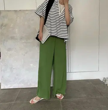 willfully 양류 쉬폰 팬츠 그린