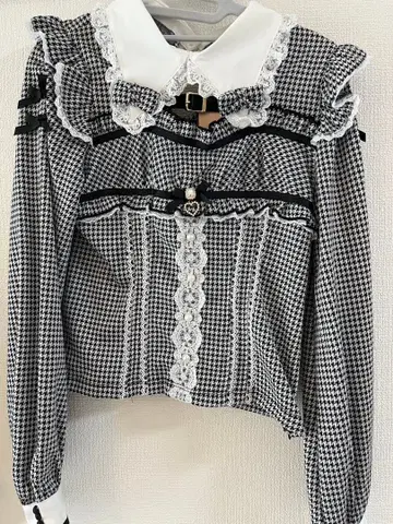 LIZLISA 코르셋 라이크 컷 블라우스 블랙 체크